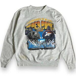 Super Bowl Falcons Vs Broncos s XXXIII Football sweatshirt shirt grey